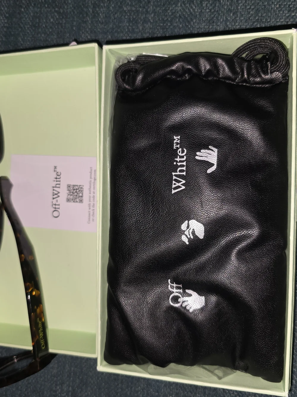 Off-White Black Rectangular Sunglasses with Dark Brown Lenses